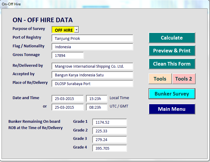 bunker survey calculation software